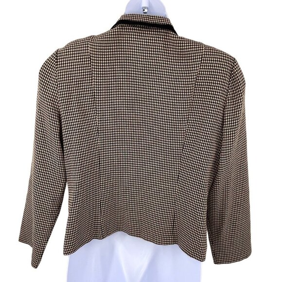 VINTAGE 80S VIRGO II BLACK & BEIGE CHECKER DOUBLE BREASTED BLAZER JACKET - L - Picture 3 of 4